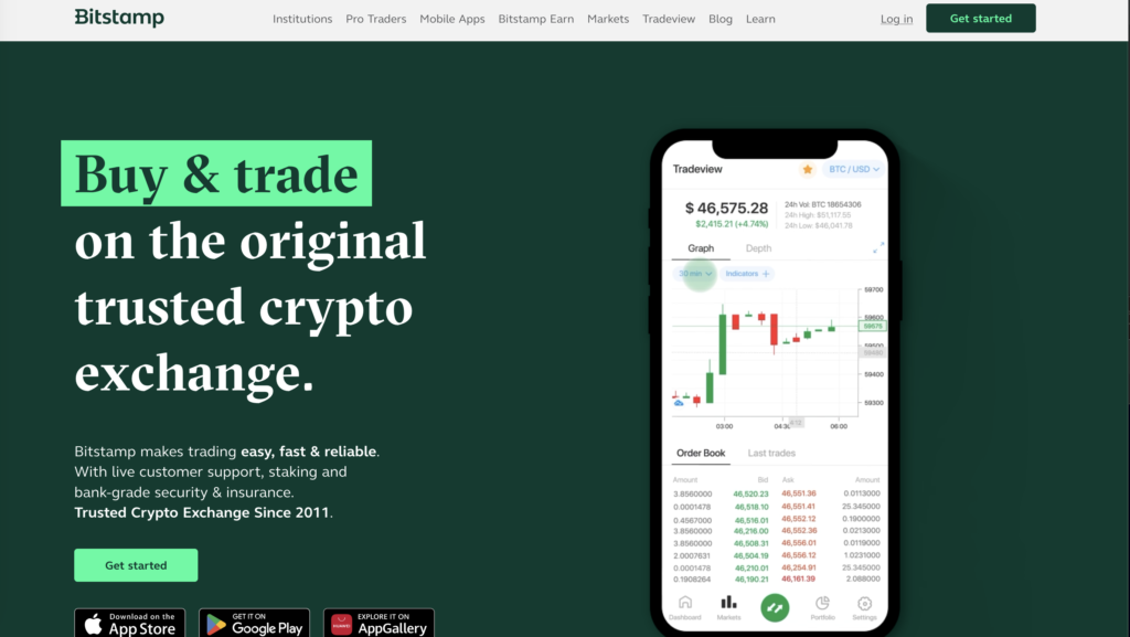 Bitstamp, a long-standing and reputable best cryptocurrency exchange for US-based traders