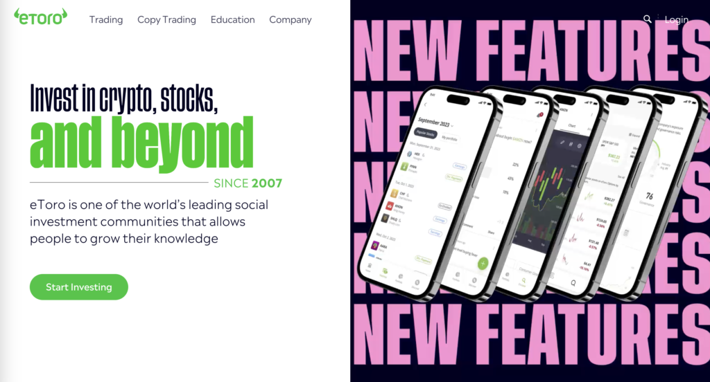 eToro, a versatile and social trading-focused best cryptocurrency exchange for American users